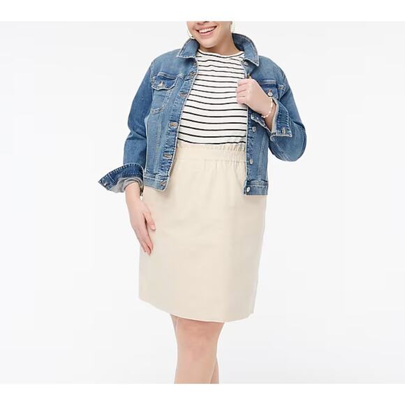 J. Crew Factory Linen-Cotton Blend City Skirt Cream Elastic BF230 Waist Size 8‎ - Picture 1 of 7